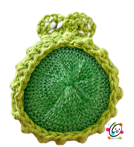 Create Your Own Crochet Froggy Flower Scrubber for a Fun and Eco-Friendly Cleaning Experience