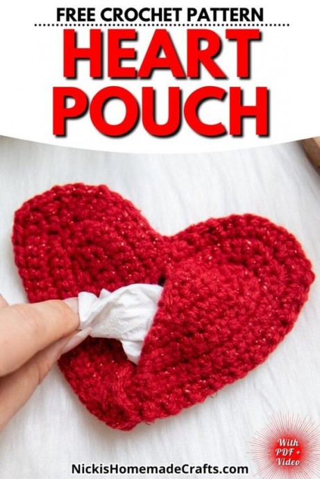 Crochet Heart Pouch