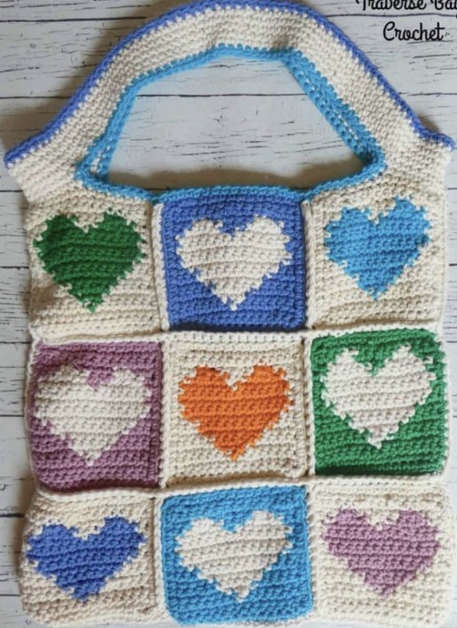 Crochet Heart Tote Bag (Free Pattern)
