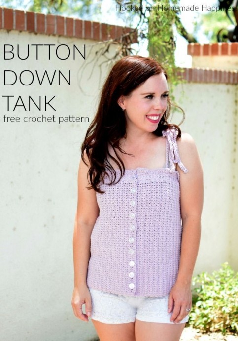 Button Down Crochet Tank Top