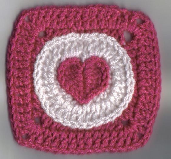 Crochet Heart to Circle to Square Motif