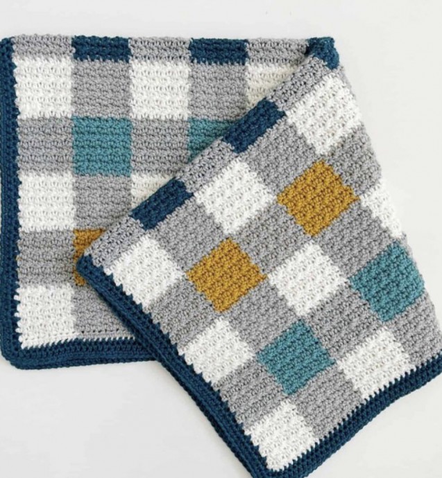 Griddle Stitch Multi-Color Gingham Blanket