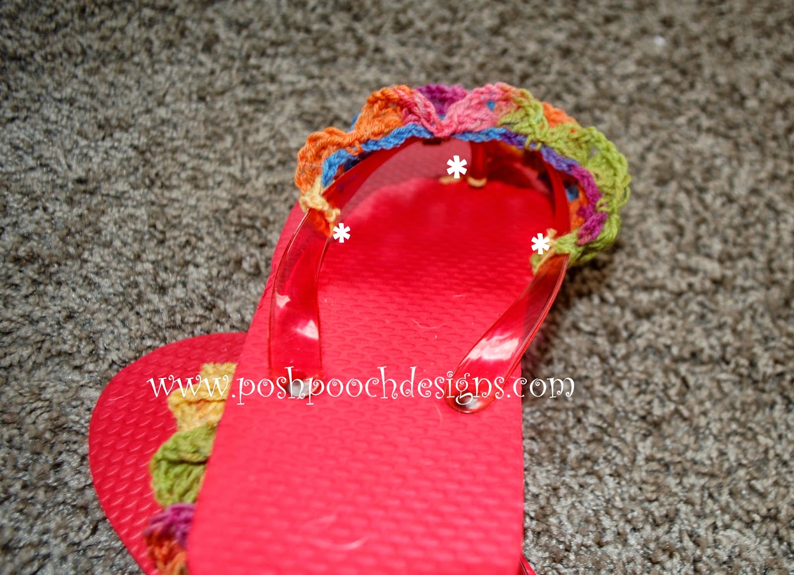 Crochet Crocodile Stitch Flip Flop Toppers