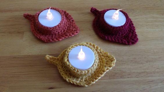 Craft a Charming Crochet Fall Leaf Tea Light Holder to Enrich Your Autumn Decor