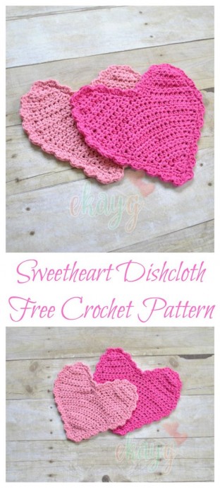 Crochet Sweetheart Dishcloth