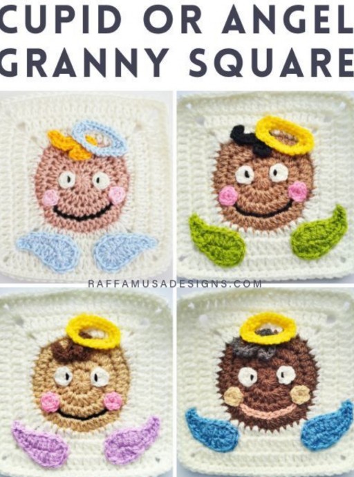Crochet Cupid or Angel Granny Square