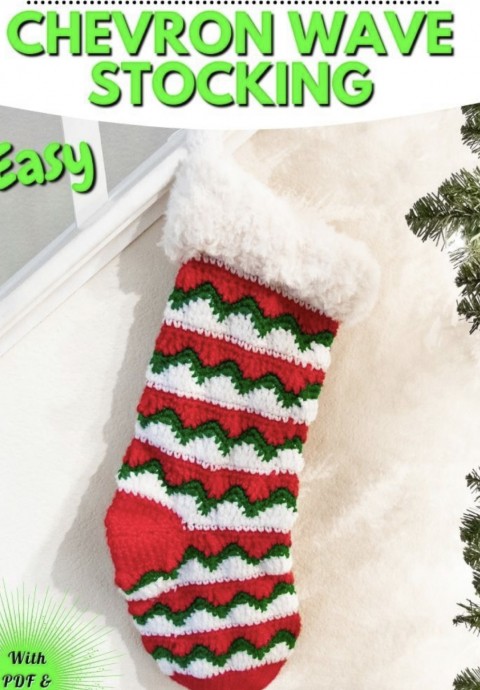 Crochet Chevron Christmas Stockings (Free Pattern)