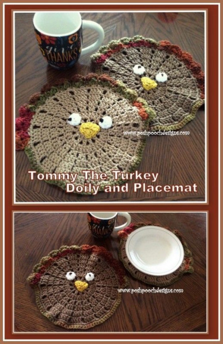 Create a Charming Crochet Tommy The Turkey Doily and Placemat for Your Thanksgiving Table