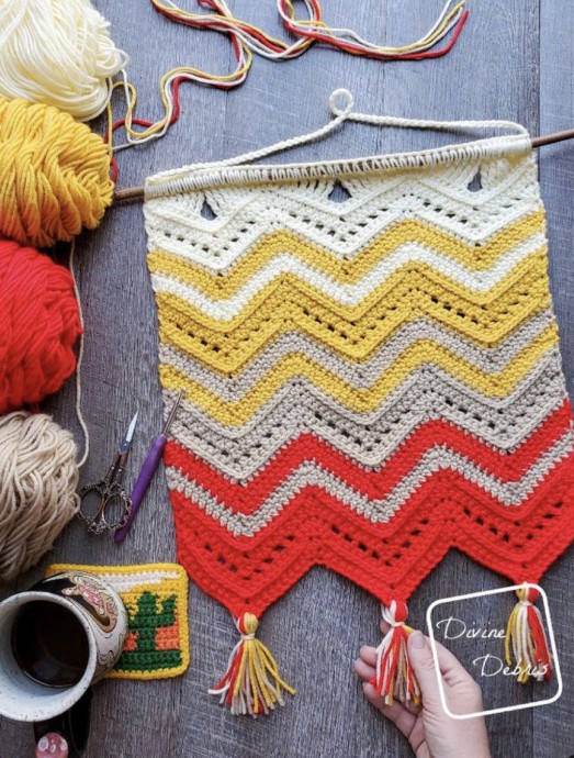 Vibrant Chevron Wall Hanging Crochet Pattern for Home Decoration Vibrant Chevron Wall Hanging Crochet Pattern for Home Decoration