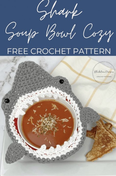 How to Crochet a Shark Soup Bowl Cozy