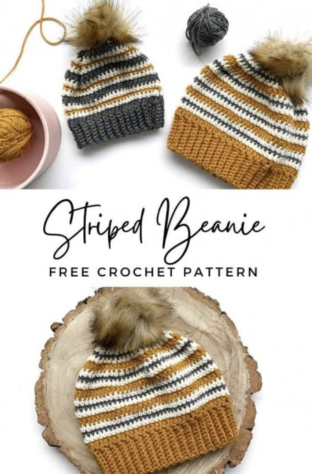 Striped Crochet Beanie Pattern