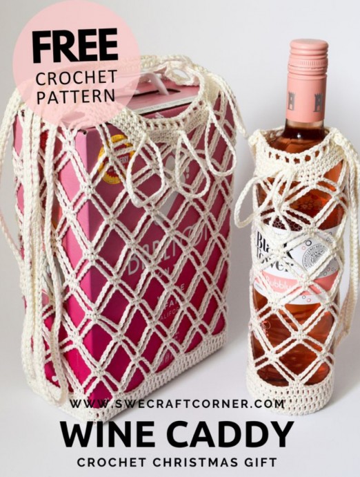 Crochet Wine Caddy Bag