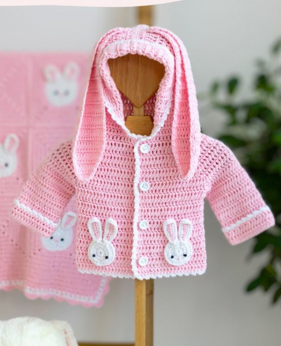 Crochet Bunny Baby Hoodie
