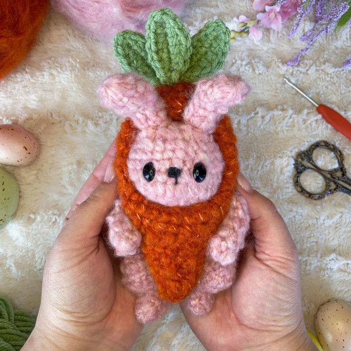 Adorable Crochet Bunny in Carrot Costume Pattern for Easter Celebrations