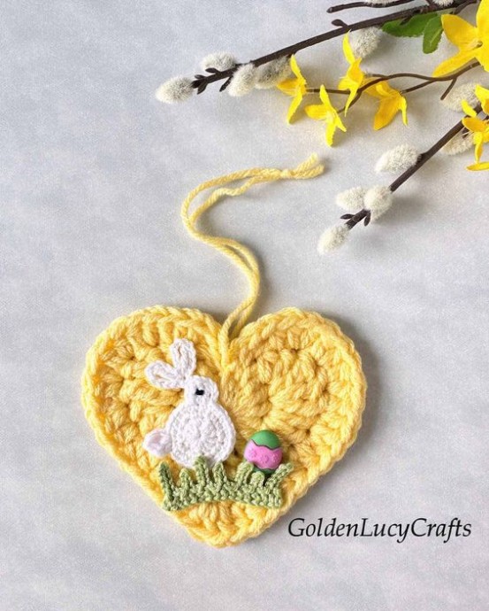 Crochet Easter Heart Ornament