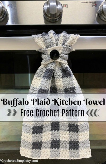 Buffalo Plaid Kitchen Towel - Free Crochet Pattern