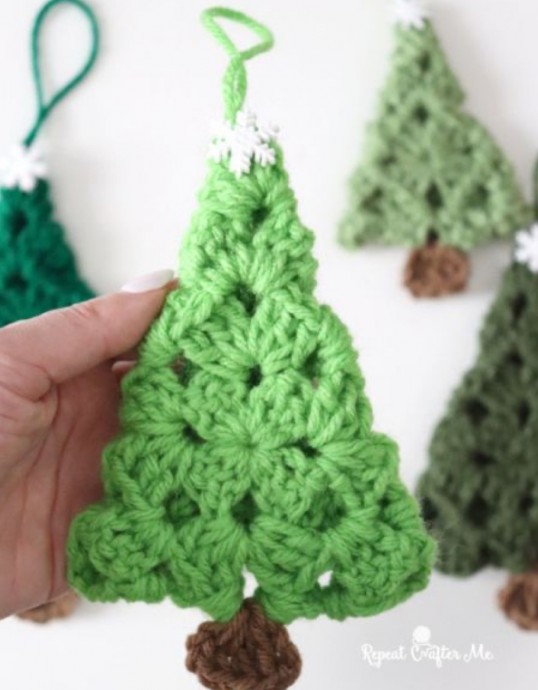 Crochet Granny Square Evergreen Trees