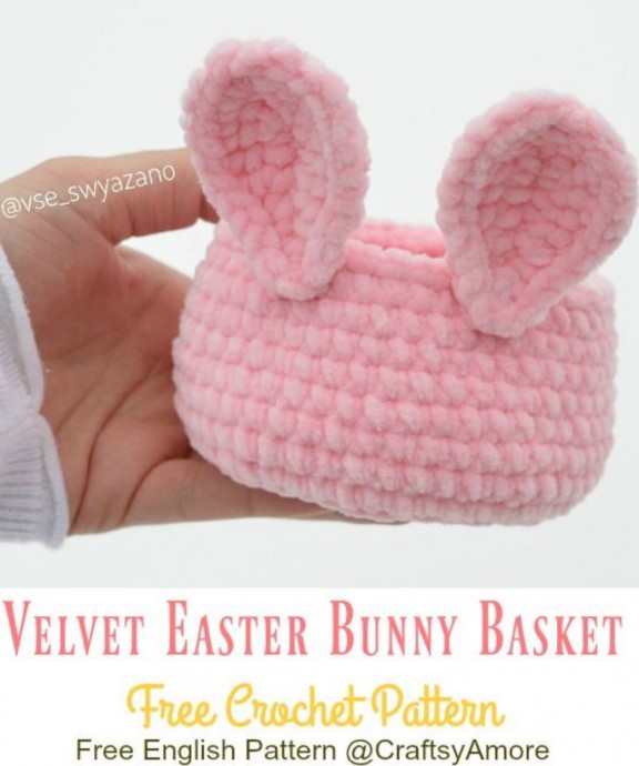 Crochet Velvet Easter Bunny Basket