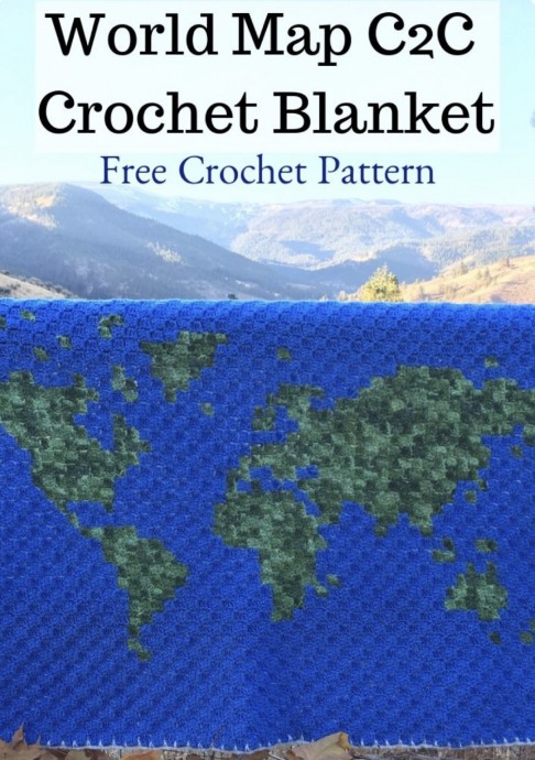 World Map Corner to Corner Crochet Blanket