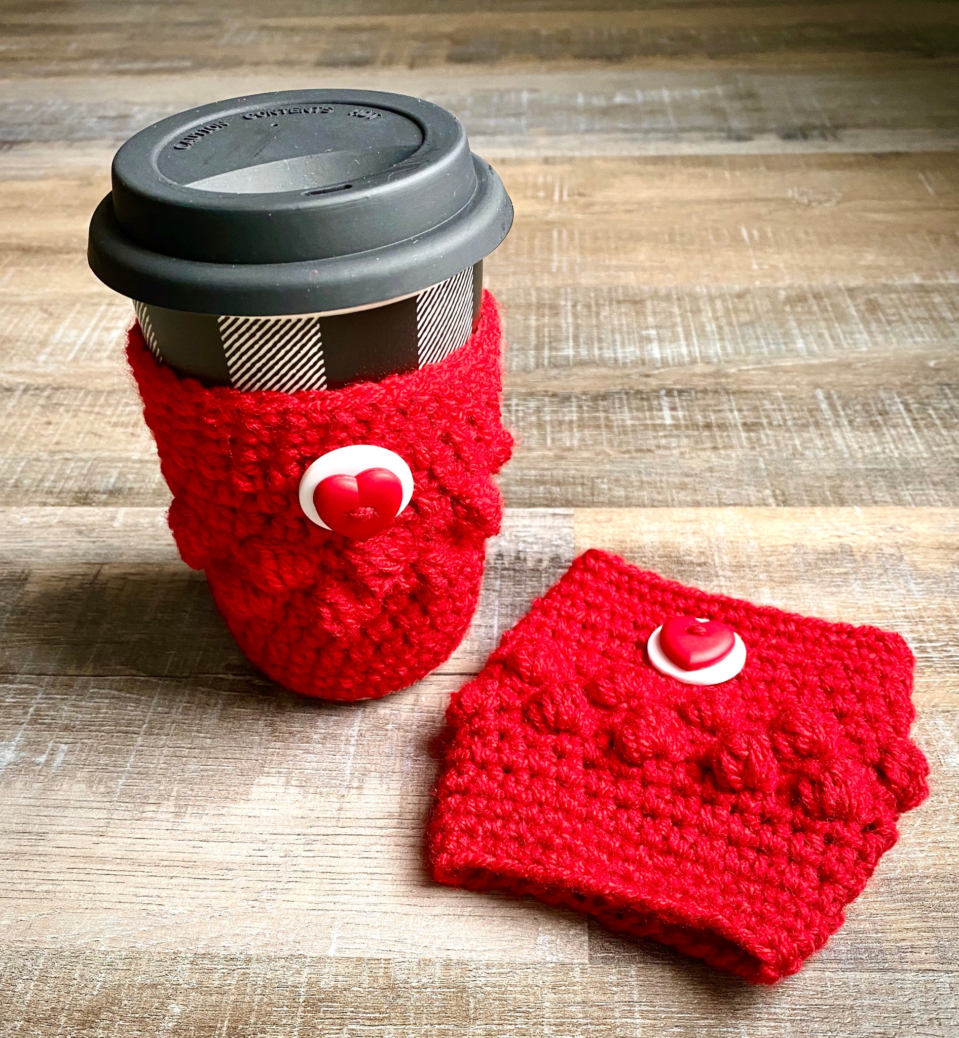 Elevate Your Coffee Experience with a Adorable Crochet Valentine Bobble Cup Cozy - A Perfect Handmade Gift