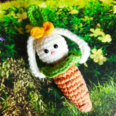 Create a Charming Crochet Keychain Carrot with Bunny for Your Bag or Keys Create a Charming Crochet Keychain Carrot with Bunny for Your Bag or Keys