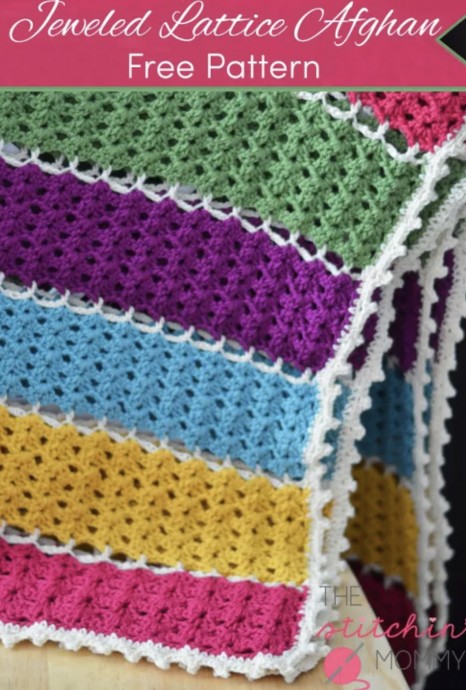Jeweled Lattice Afghan - Free Crochet Pattern