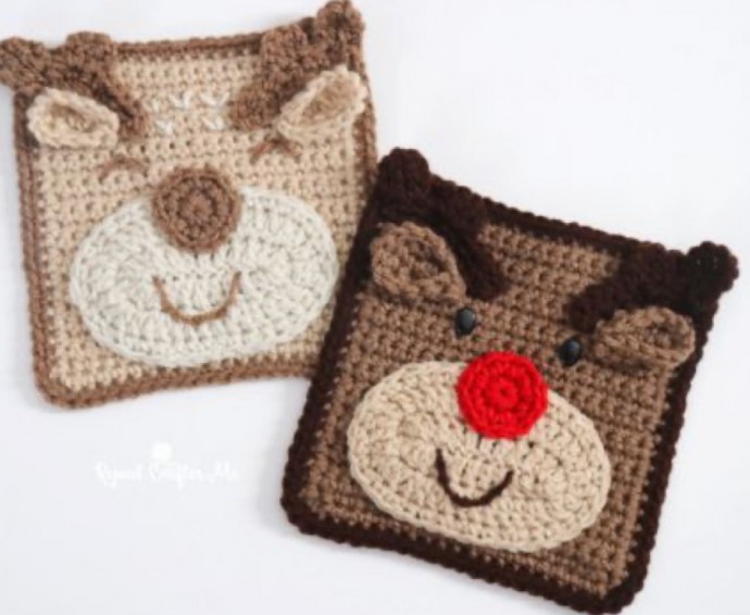 Crochet Deer and Reindeer Square (Free Pattern)