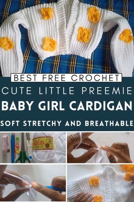 Crochet Cardigan For Baby Girl With Flowers