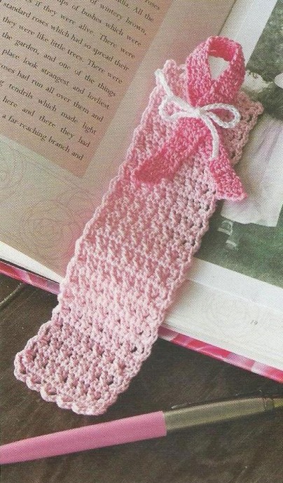 Crochet Pink Bookmark