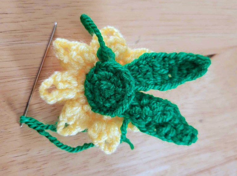 Crochet Daffodil Flower Brooch