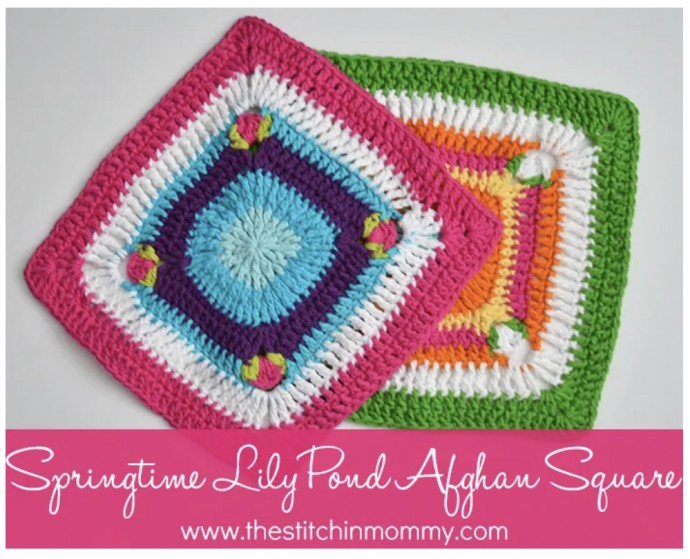 Springtime Lily Pond Afghan Square