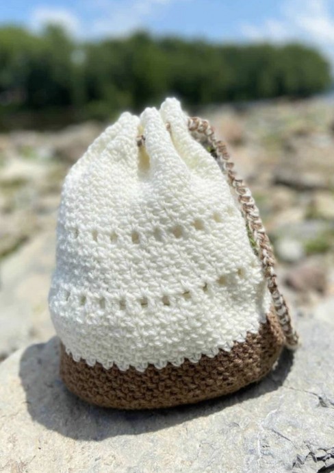 Crochet Drawstring Bag