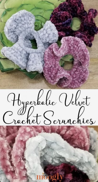Hyperbolic Velvet Crochet Scrunchie