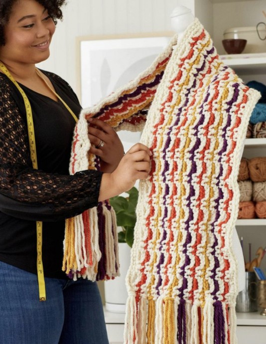 Crochet Striped Mega Scarf (Free Pattern)