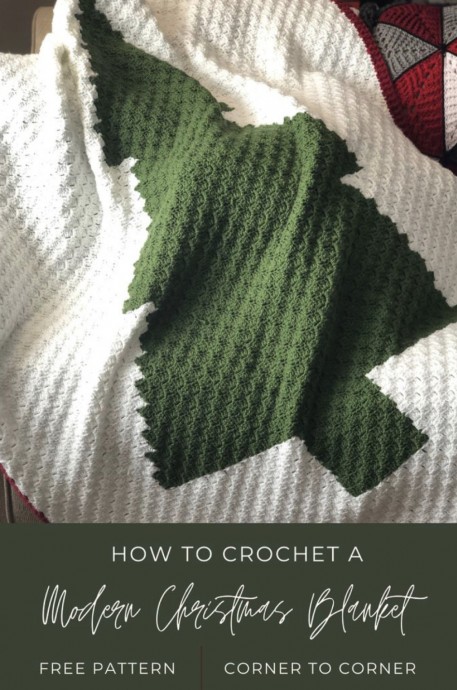 Crochet Modern Christmas Throw Blanket
