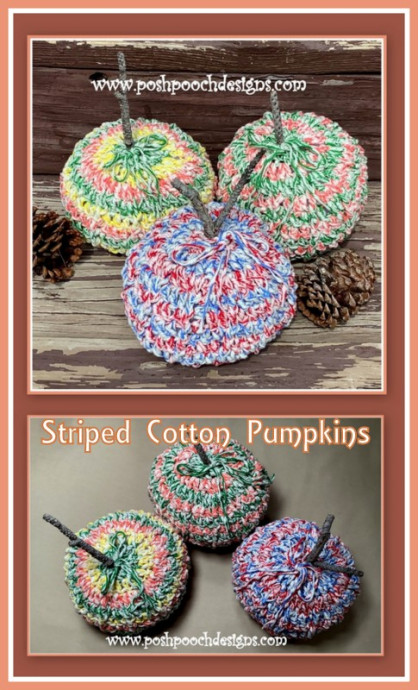 Crochet Striped Cotton Pumpkins: Easy DIY Decorations for Fall