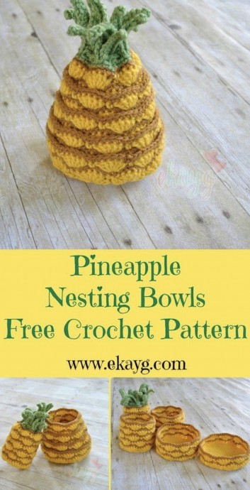 Adorable Crochet Pineapple Nesting Bowls - Perfect for Home Decor and DIY Projects Adorable Crochet Pineapple Nesting Bowls - Perfect for Home Decor and DIY Projects