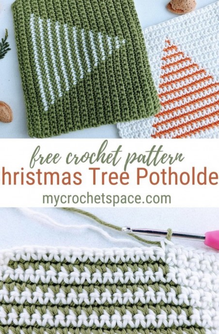 Crochet Christmas Tree Potholder (Free Pattern)