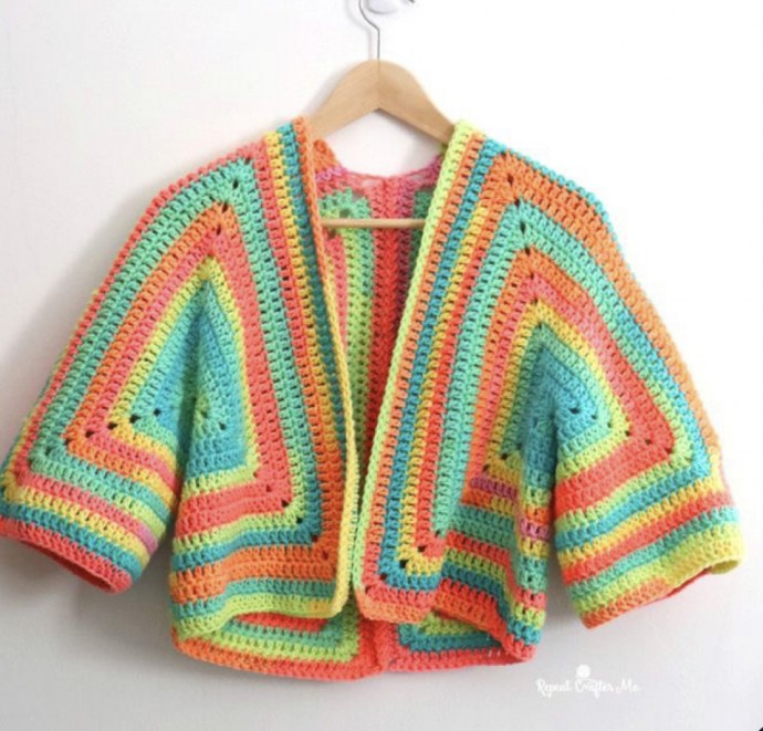 Free Crochet Retro Stripe Hexagon Cardigan Pattern