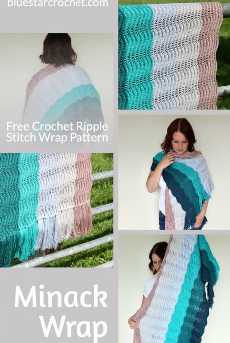 Crochet Textured Ripple Stitch Wrap