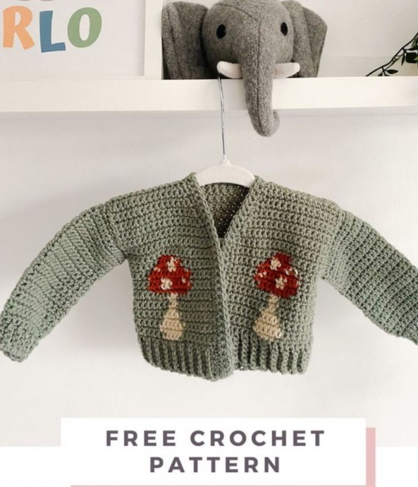 Crochet Mushroom Baby Cardigan