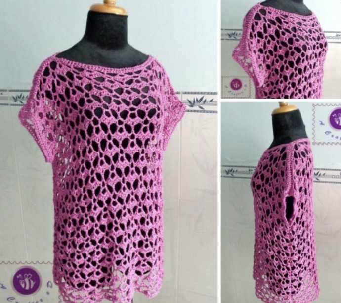 Crochet Lacy Oversized Top (Free Pattern)
