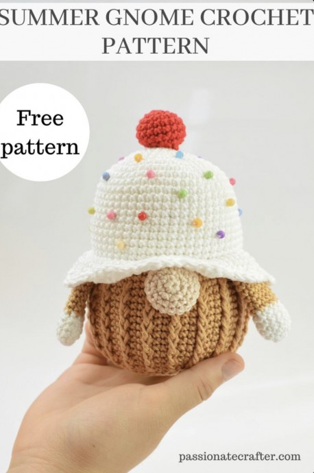 Cupcake Gnome- Free Crochet Summer Gnome Pattern