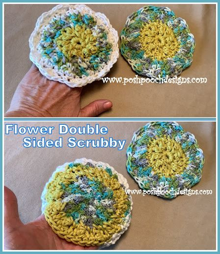 Crochet Flower Double Sided Scrubby: A Charming Eco-Friendly Kitchen Companion