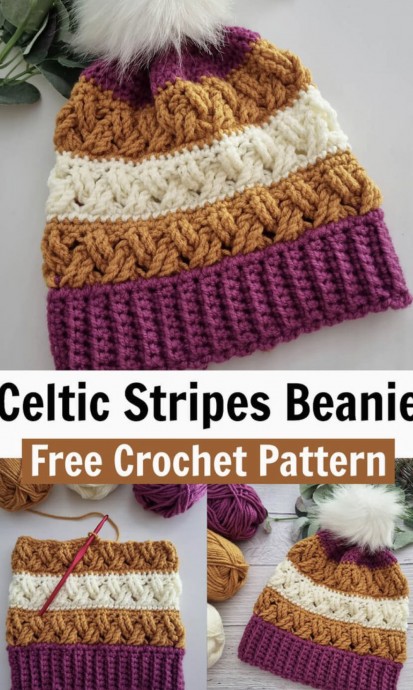 Create a Stylish Crochet Celtic Stripes Beanie with Ease - Step-by-Step Guide Create a Stylish Crochet Celtic Stripes Beanie with Ease - Step-by-Step Guide