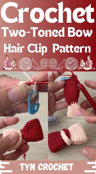 Create a Stunning Crochet Two-Toned Bow Hair Clip for Your Stylish Look Create a Stunning Crochet Two-Toned Bow Hair Clip for Your Stylish Look