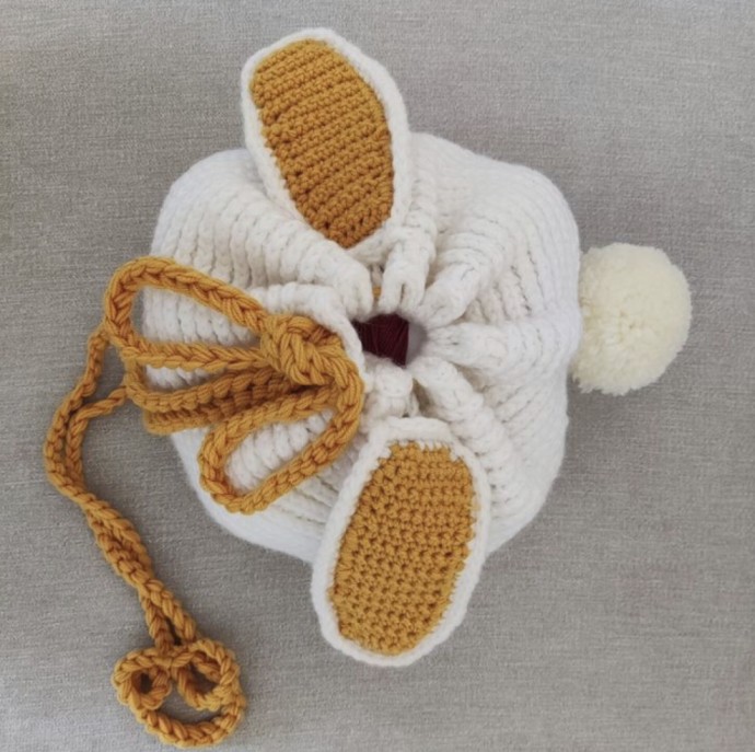 Bunny Crochet Drawstring Bucket Bag