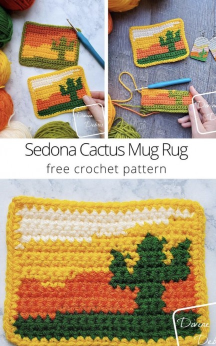 Sedona Cactus Mug Rug Free Crochet Pattern