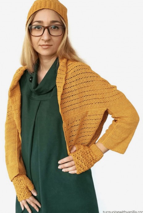 Crochet Chevron Cocoon Shrug Cardigan