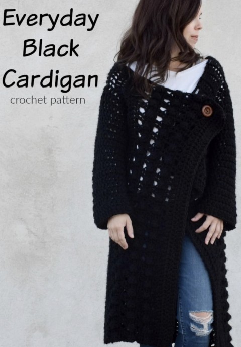 Everyday Black Crochet Cardigan Pattern